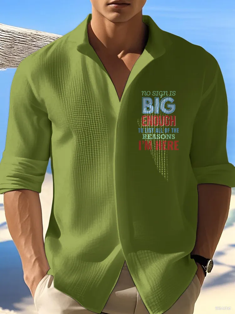 Letter Printed Long-Sleeved Shirts With Lapels
