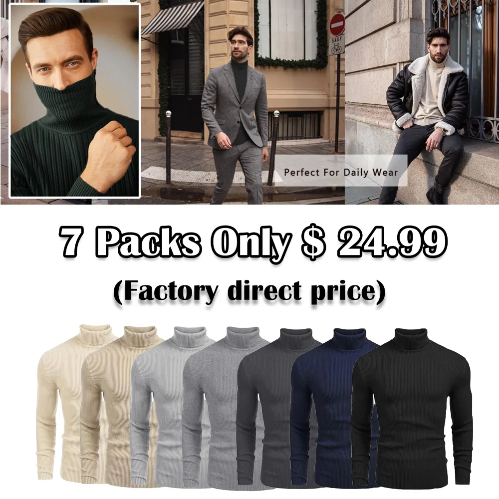 🔥 Limited-Time Sale – Men’s Knitted Ribbed Turtleneck Sweater | Warm. Stylish. Perfect for Fall & Winter.