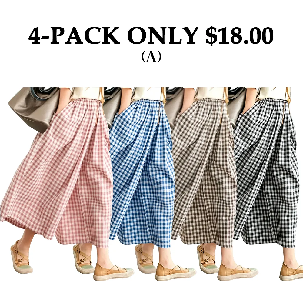 Women's Cotton & Linen Wide-Leg Capri Pants