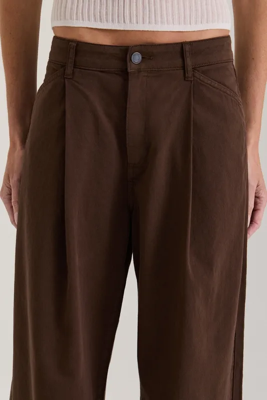 Mahogany Pleated Low-Rise Jean