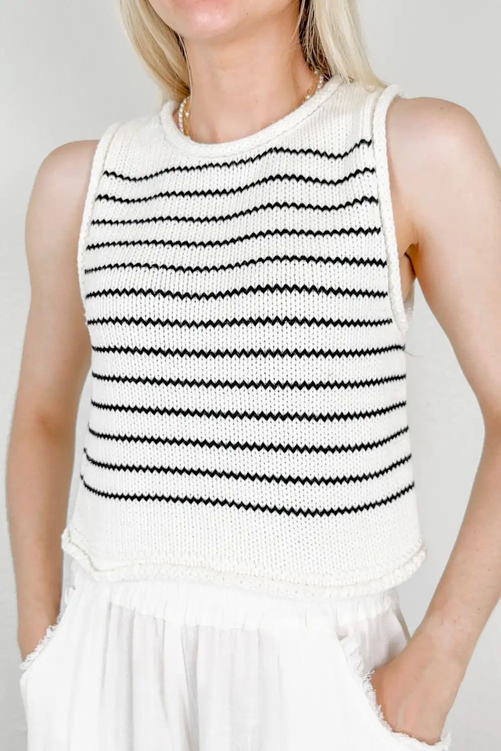Straight Fit Knit Striped Top