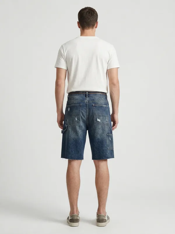 Men's Urban Distressed Raw Hem Distressed Denim Shorts