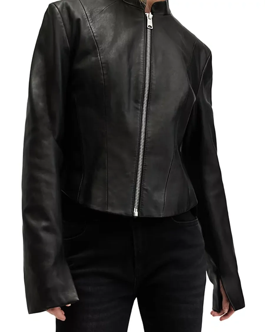 Stand Collar Casual Style Leather Jacket