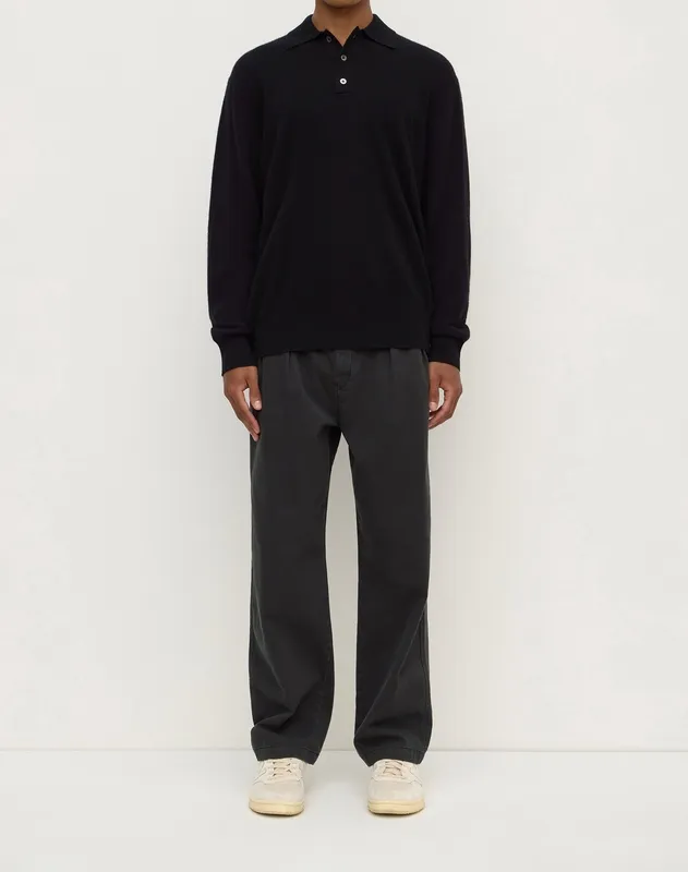 Black Cashmere Knit Polo