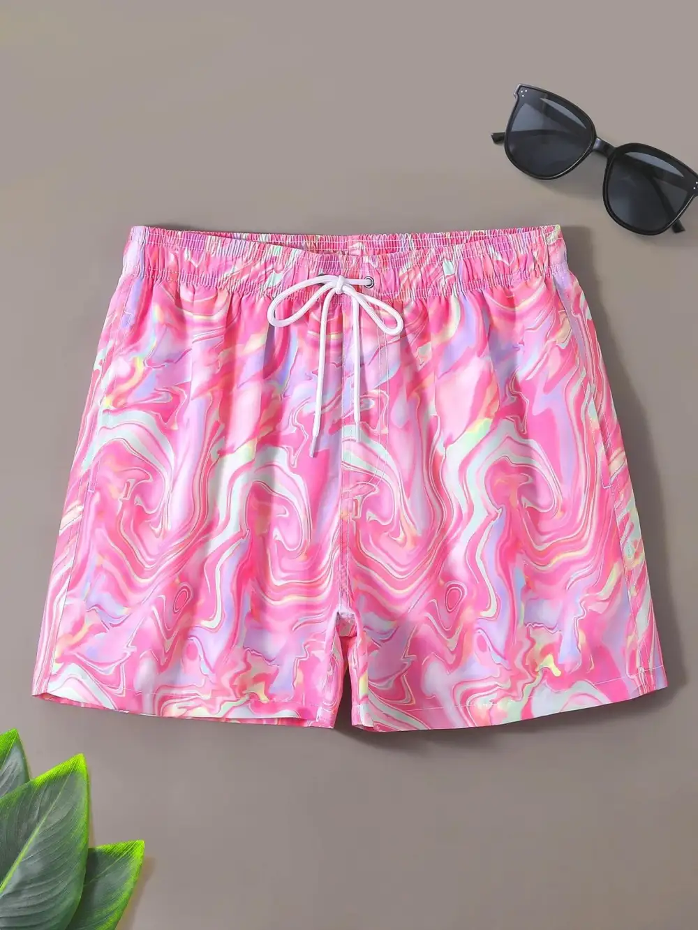 Men's Poolside Allover Print Drawstring Swim Trunks