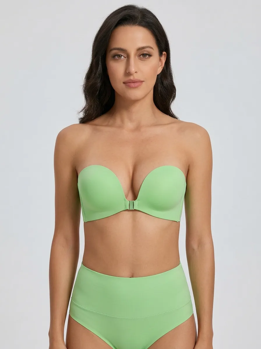 Women's Metal-Clasp Molded-Cup Front-Closure Strapless Bra