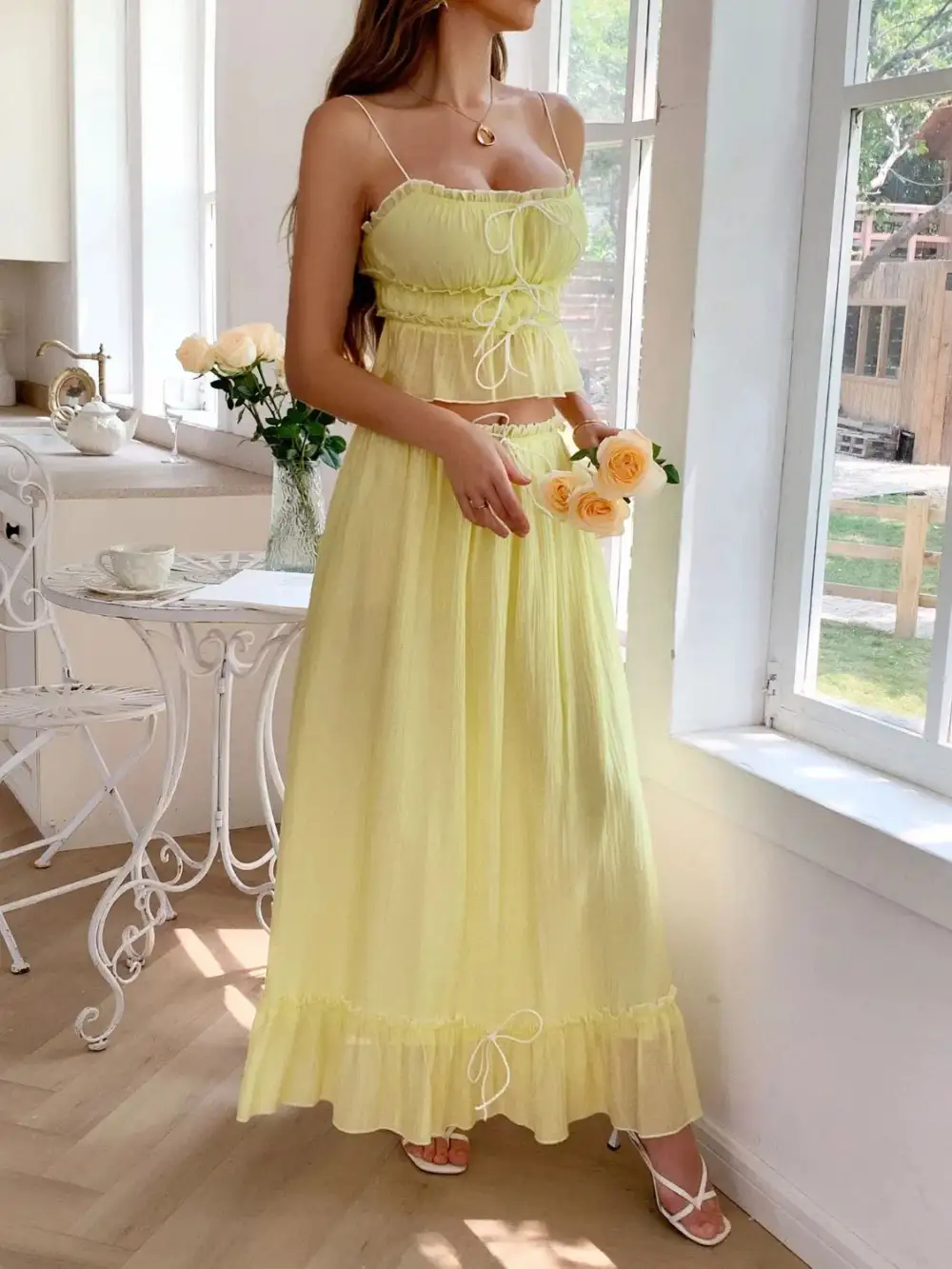 Square Neck Ruched Coordinated Set