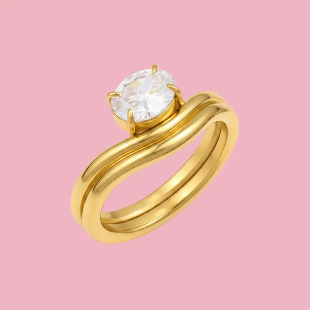Wavy Stone Accent Ring
