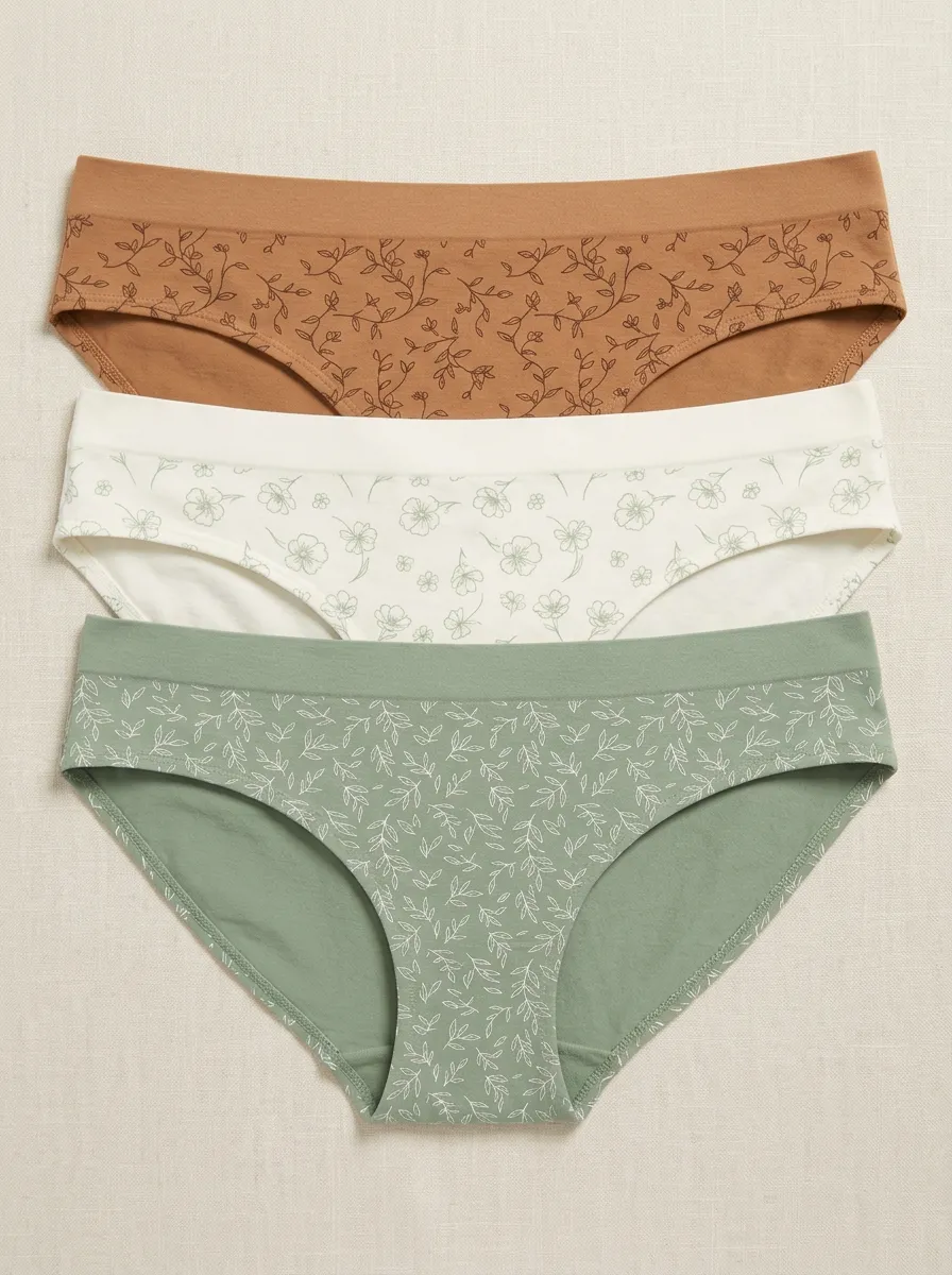 Everyday Floral Botanical Leaf-Pattern Panty Set