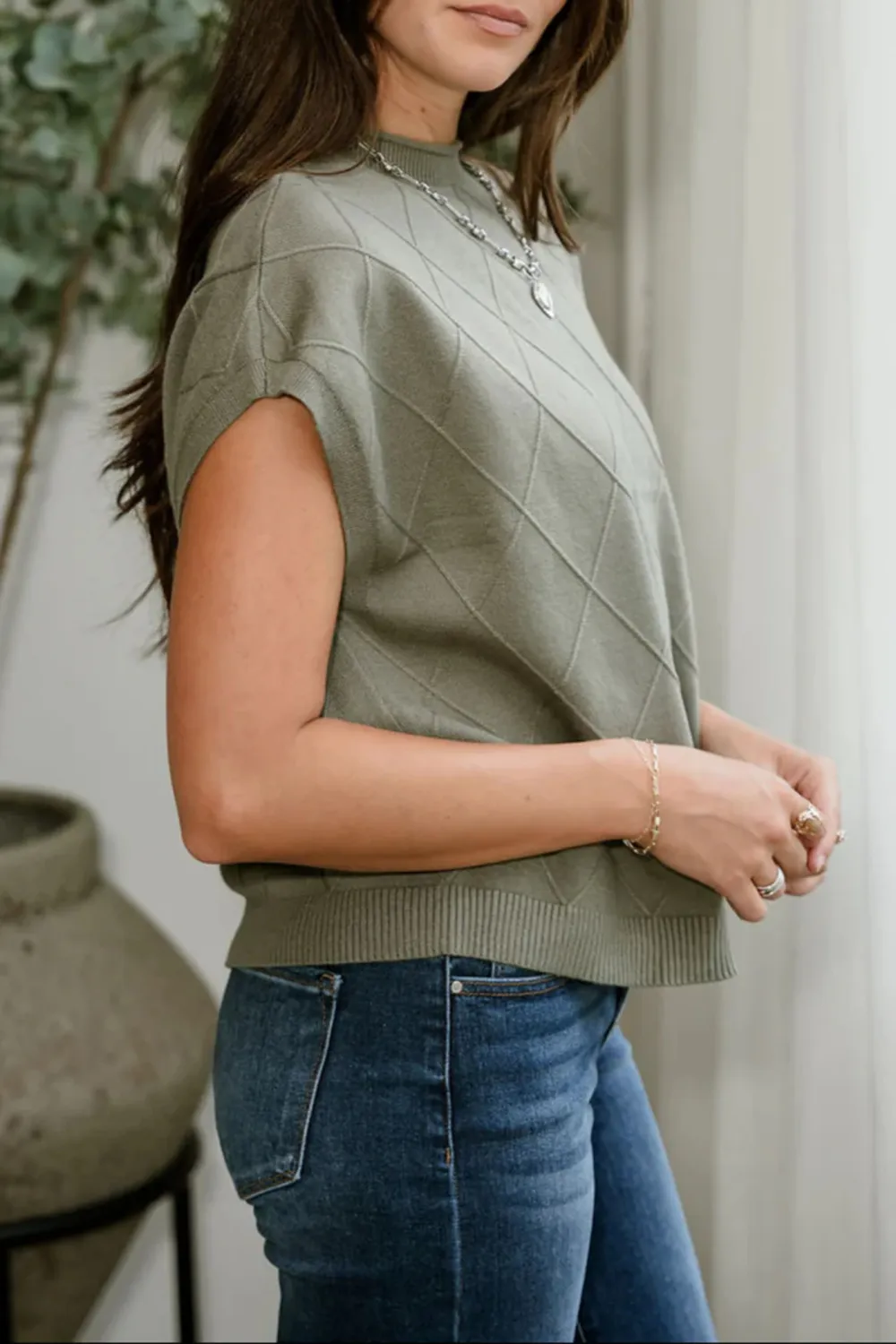Argyle Pattern Round Neck Vest Tank