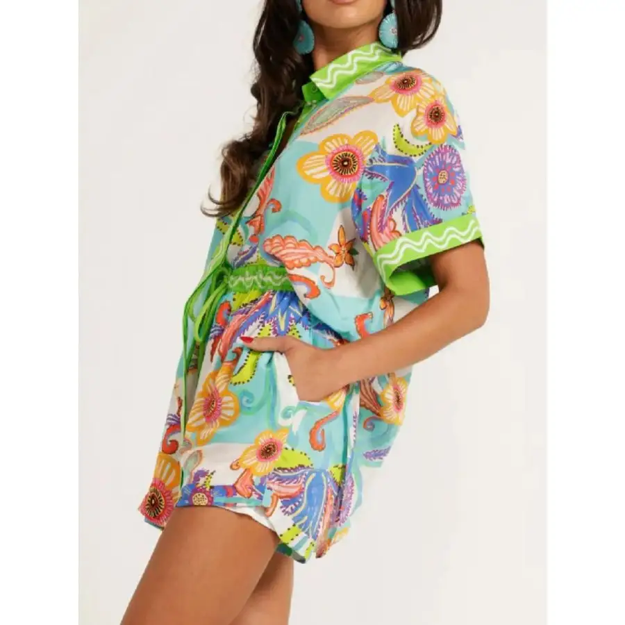 Everyday Button Up Half Sleeve Top and Shorts Set