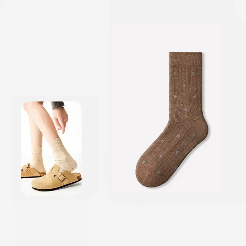 Dainty Floral Ribbed Crew Socks
