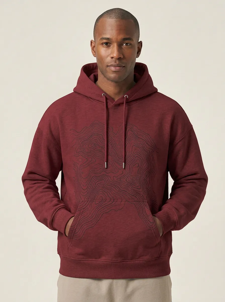 Men's Atlas Hiking Explorer Topographic Graphic Hoodie