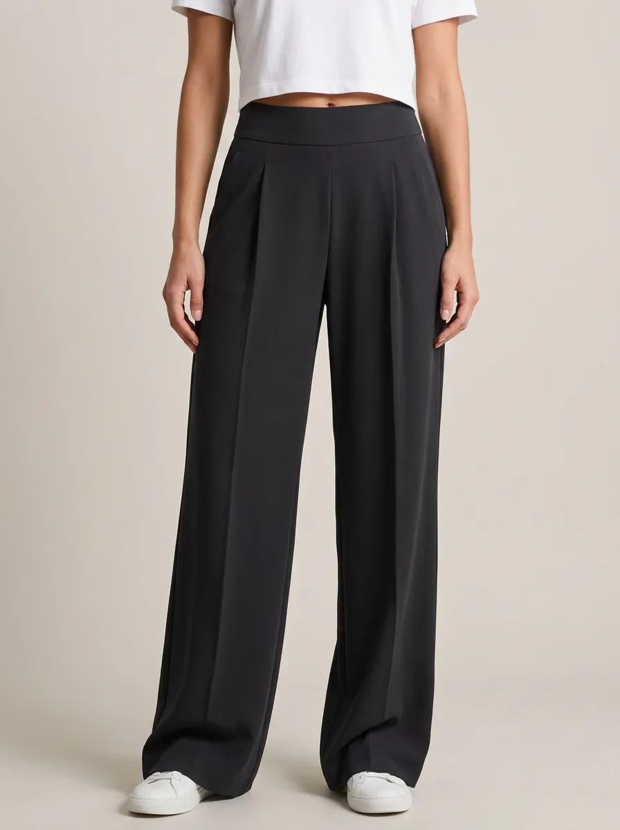 Everyday Wide-Leg Pleated Solid Women's Wide-Leg Pants