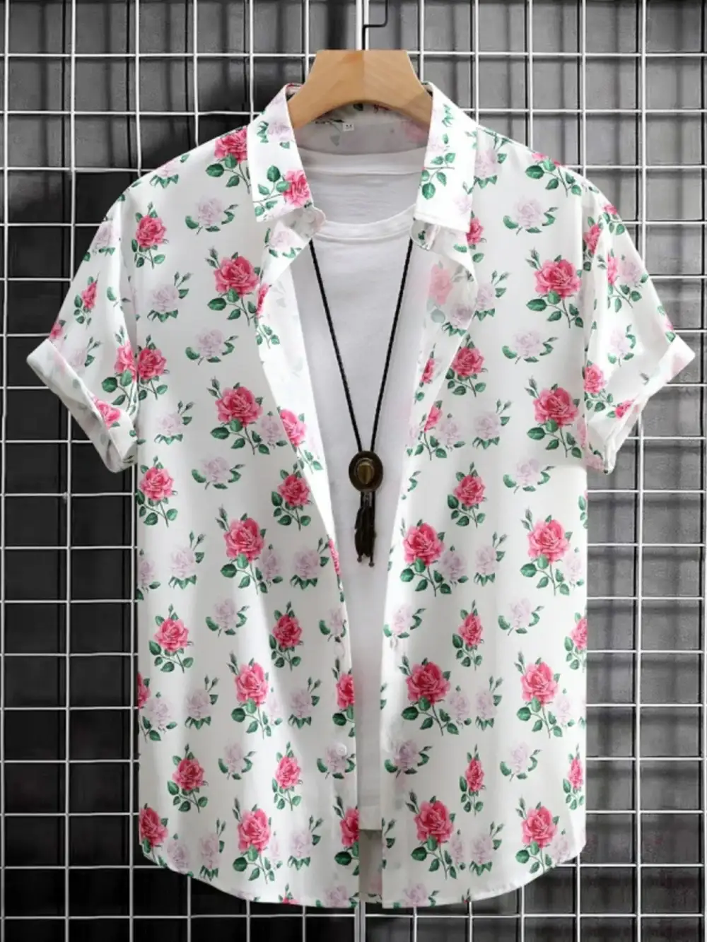 Short-Sleeve Floral Printed Button-Up Shirt