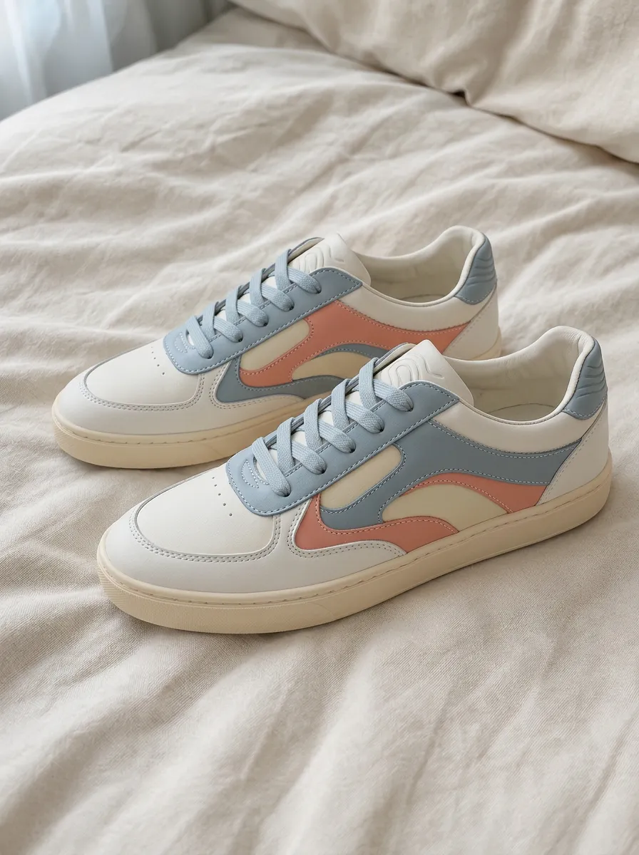 Women's Pastel Colorblock Wave Pattern Statement Skate Shoes