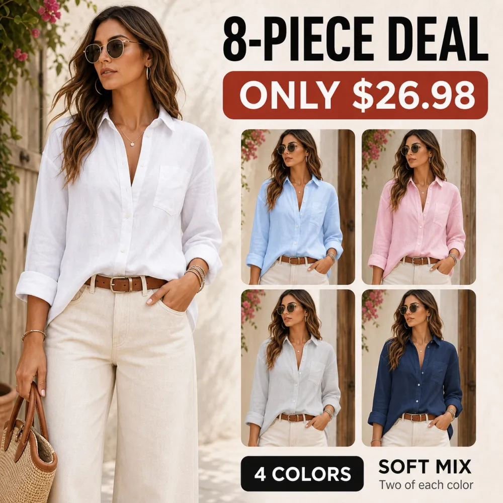 Women's Summer Linen Button-Down Long Sleeve Shirts