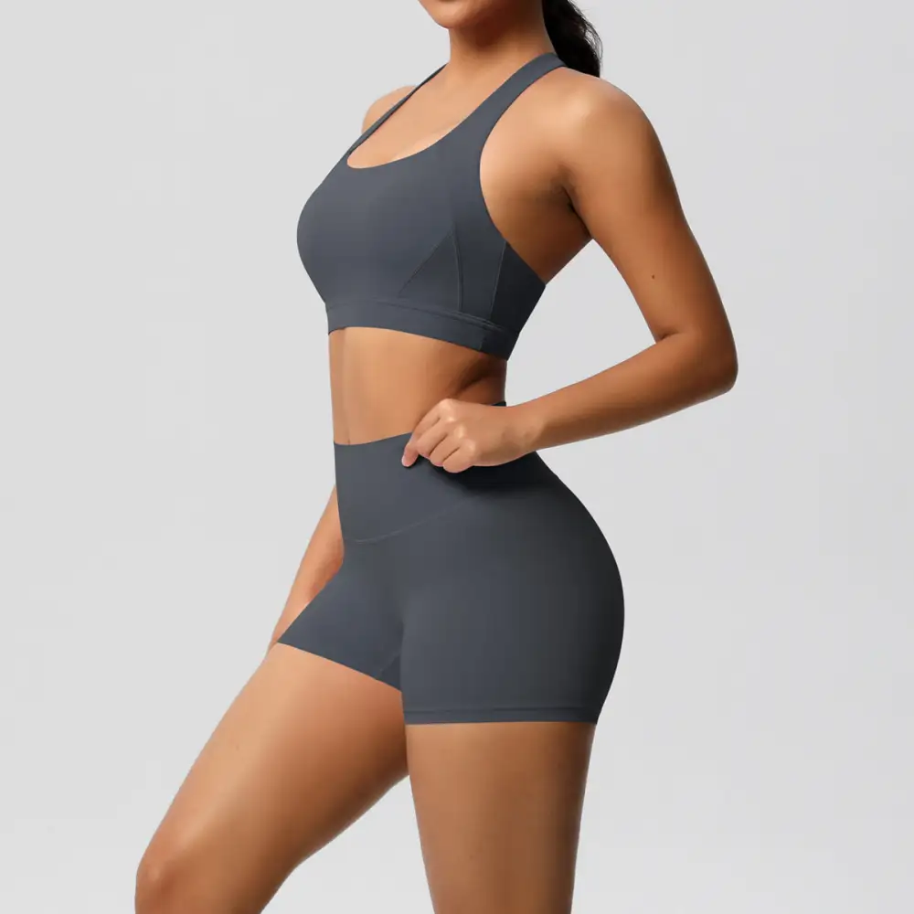 Cross-Back Backless Two-Piece Shorts Active Set
