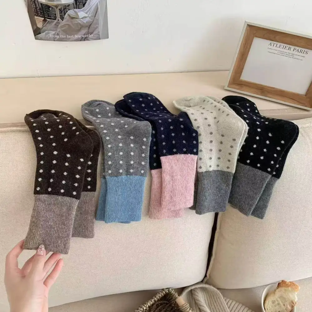 Color Block Polka Dot Crew Socks