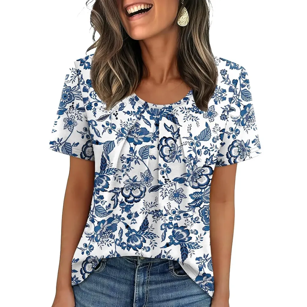 🔥Last Day: 8-Pack Only $24 🎨Women's Pleated Short-Sleeve Top