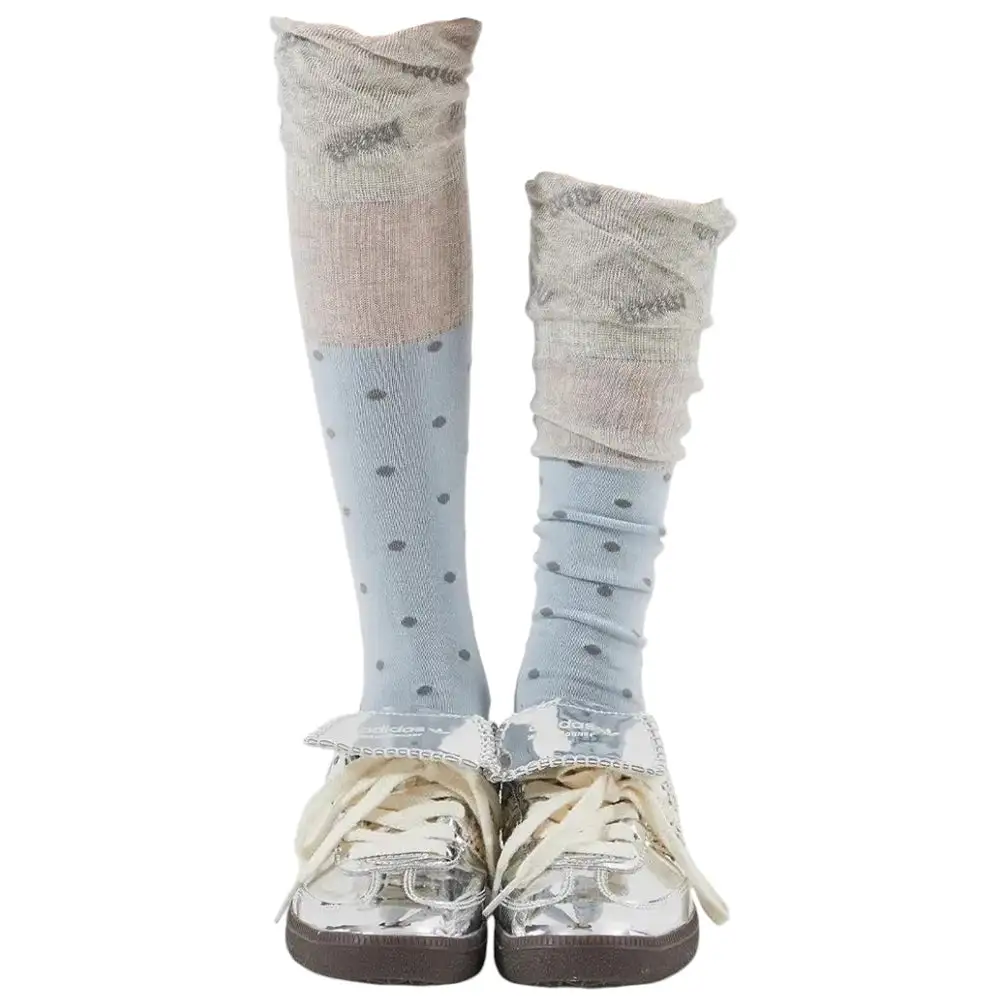 Preppy Polka Dot Knee High Textured Socks