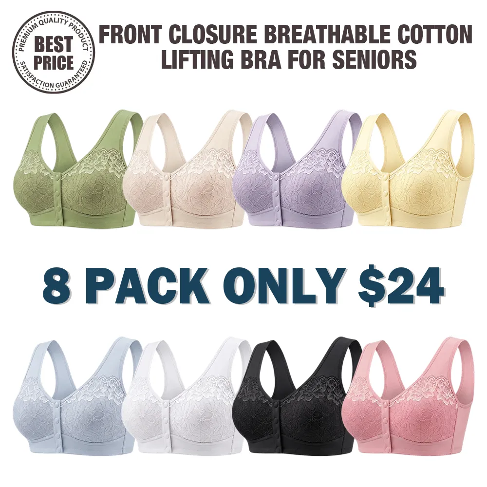 🔥Last Day💥Front Closure Breathable Cotton Lifting Bra for Seniors🔥8-Pack Only $24