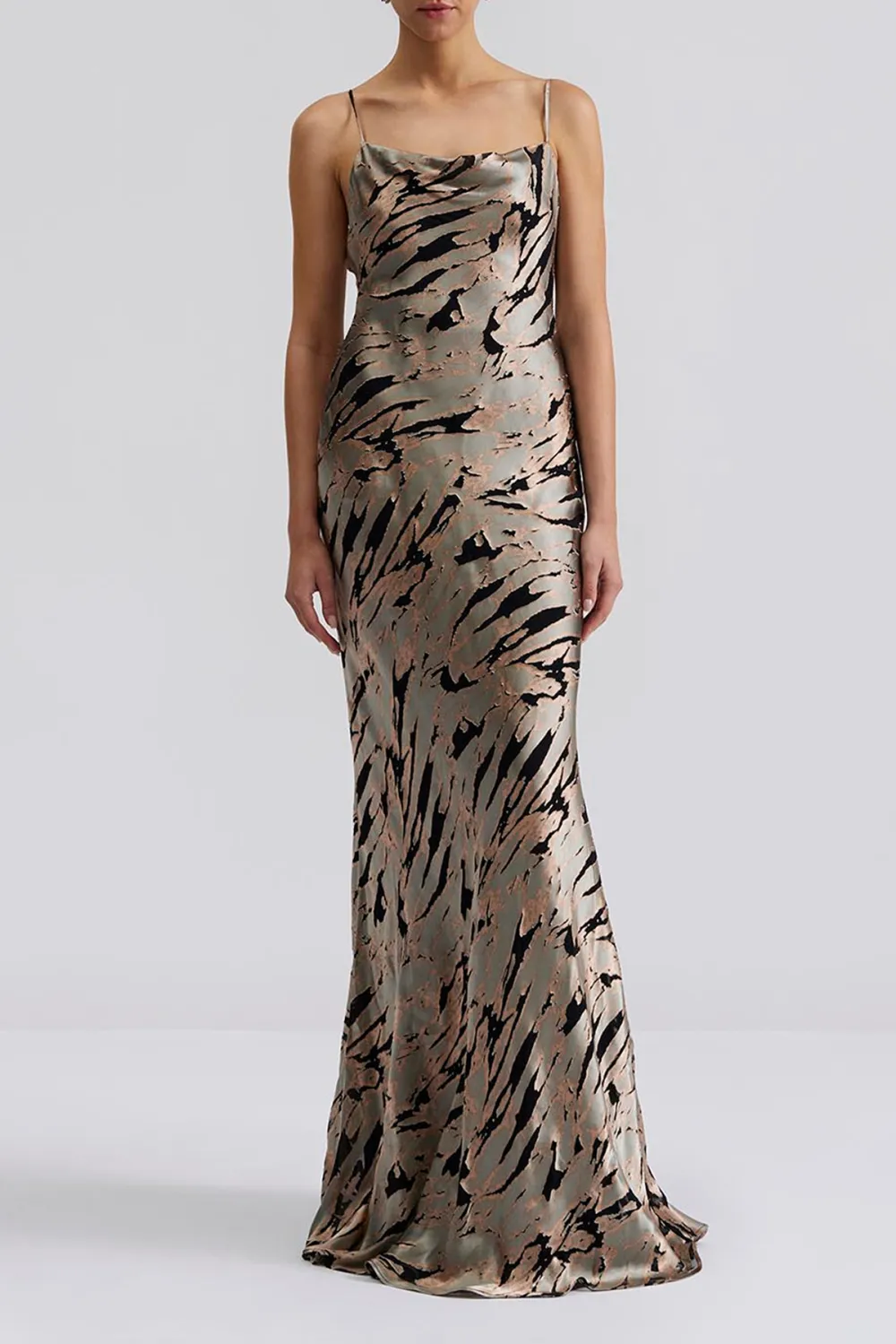 Abstract Print Spaghetti Strap Maxi Dress