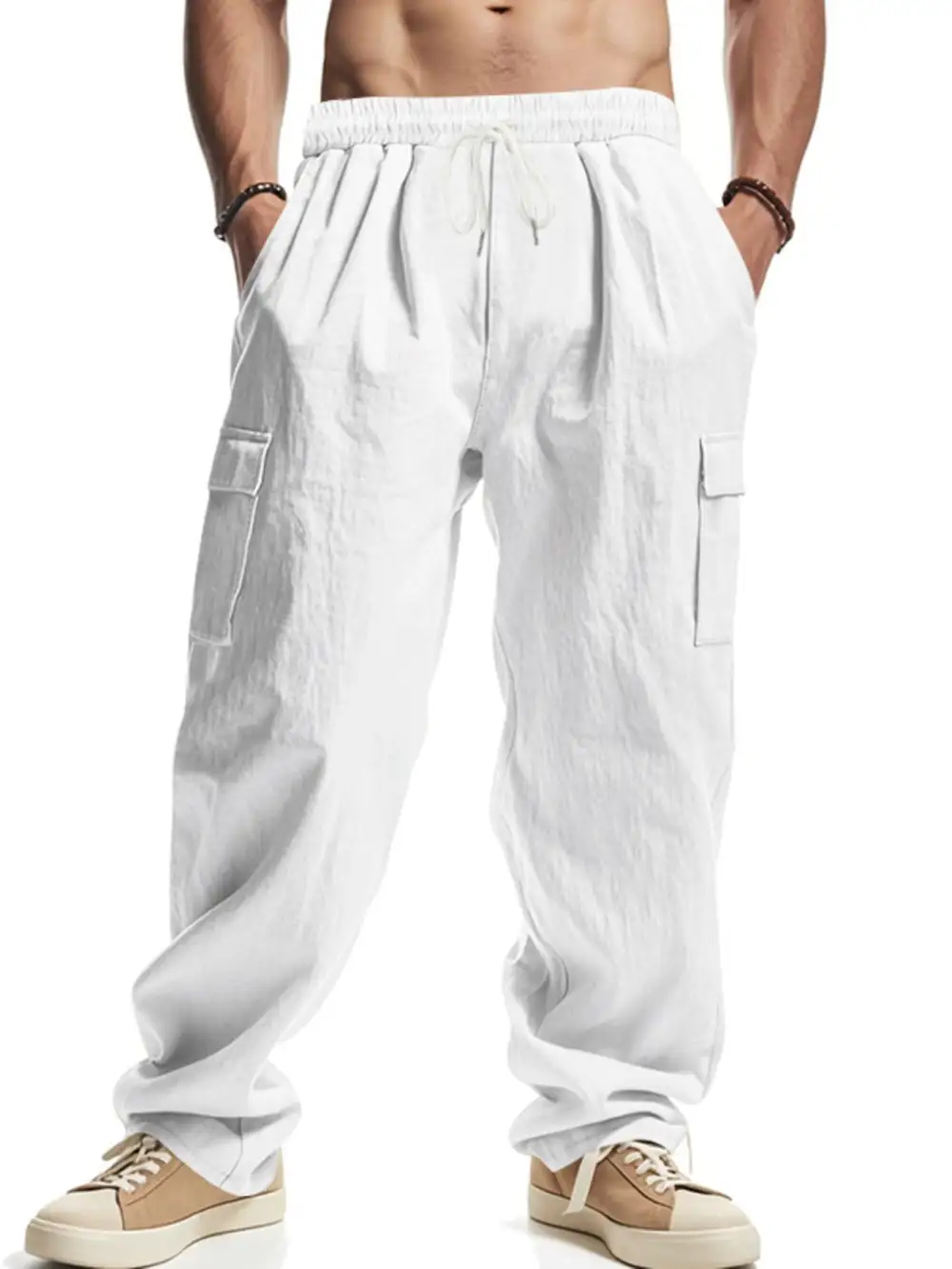 Men's Full Size Relaxed Fit Cargo Drawstring Pants