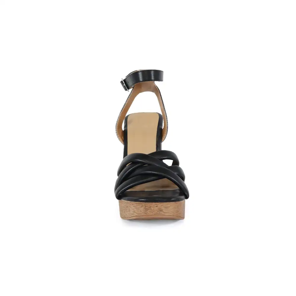 Padded Multi Strap in Wooden Heel