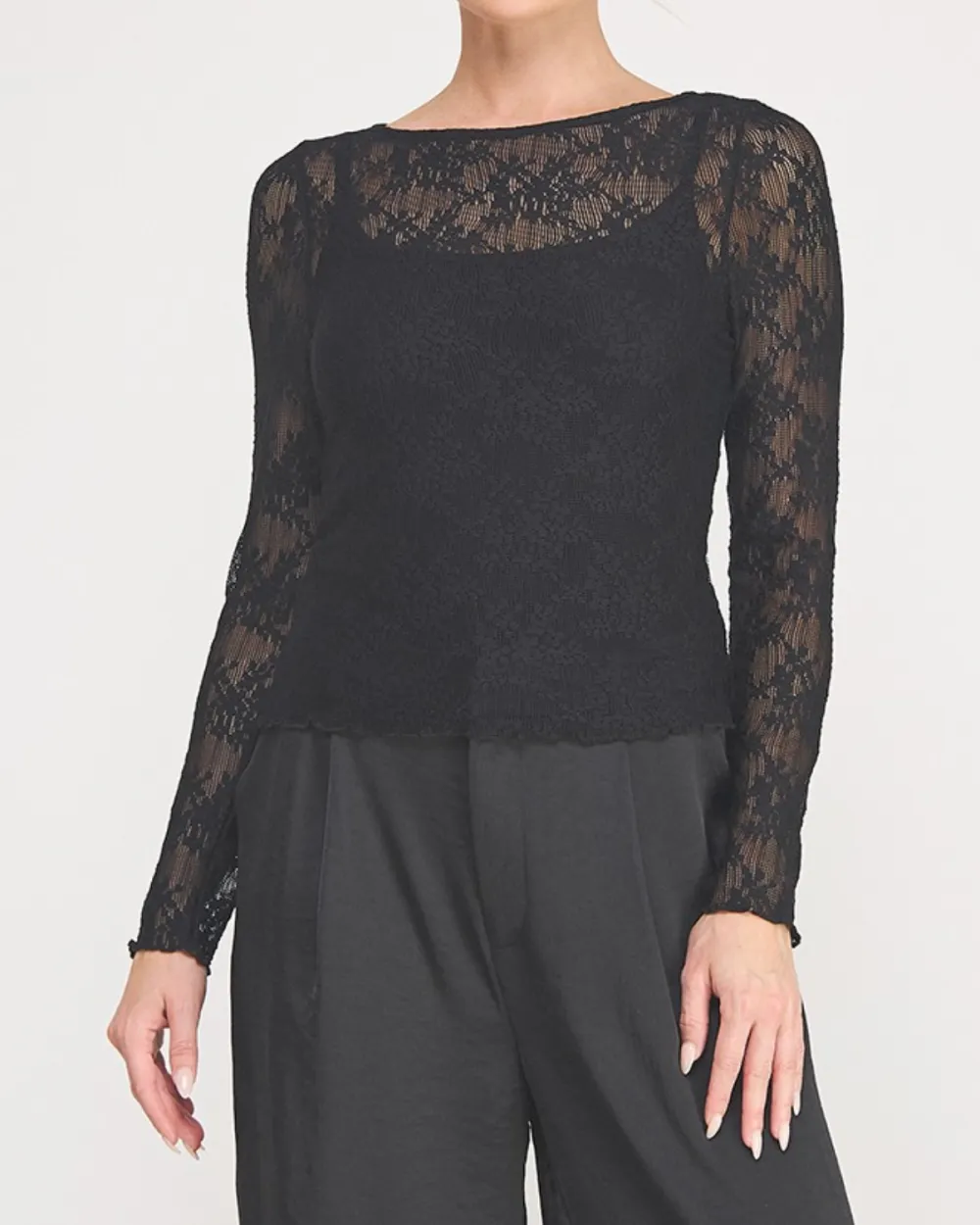 Relaxed Embroidered Mesh Top