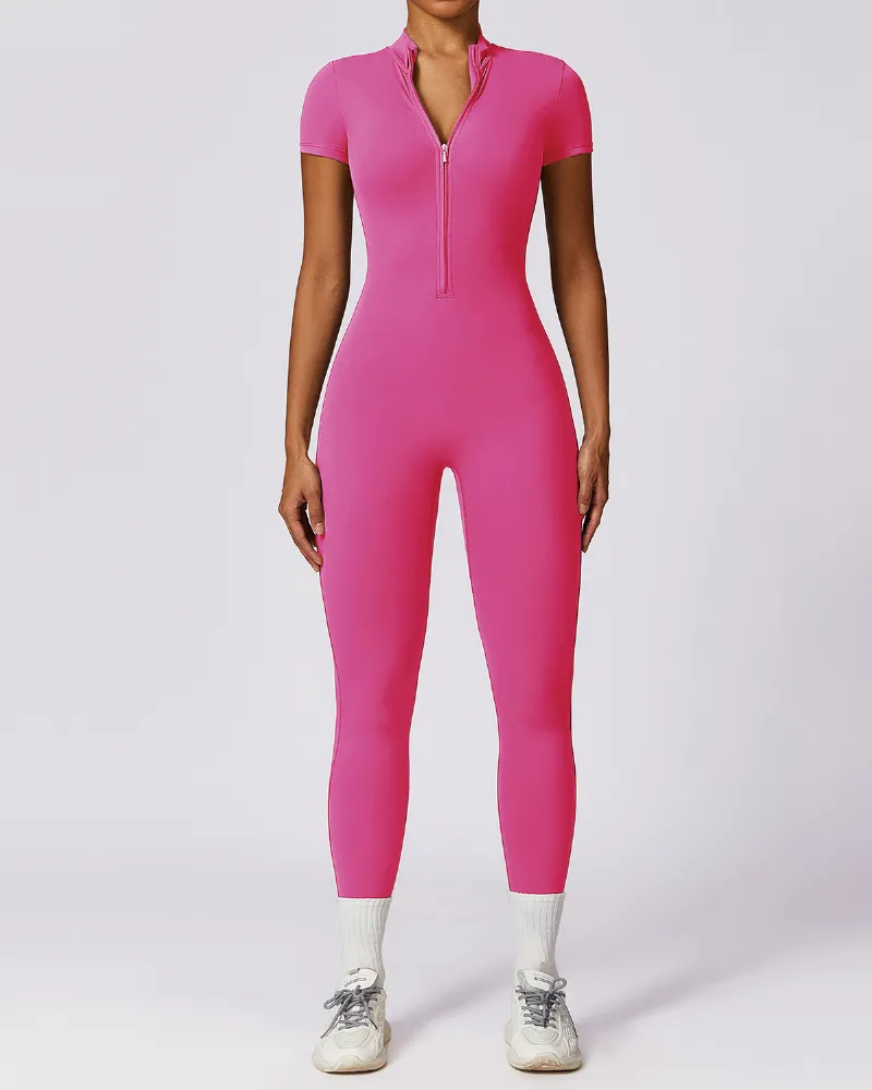 Mock Neck Zip Front Jumpsuit