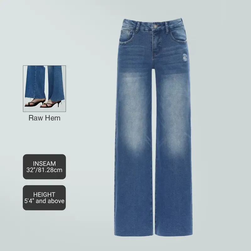 Mid-Low Waist Loose Stretch Wide Leg Jeans