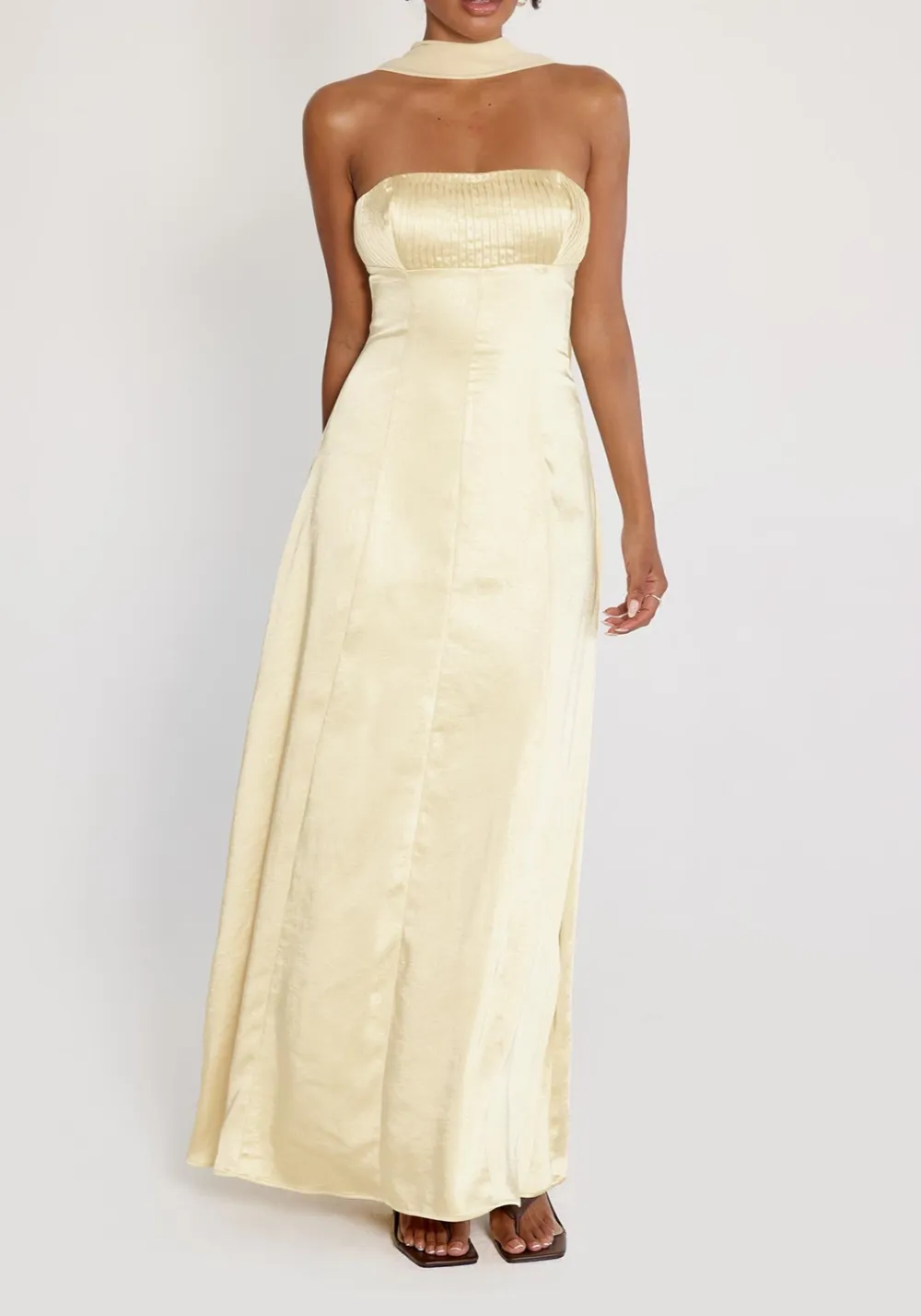 Column Shape Strapless Maxi Dress