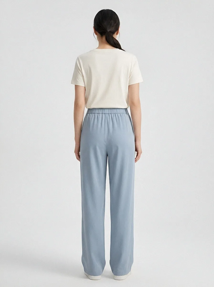 Women's Ice Silk Everyday Elastic-Waist Casual Pants