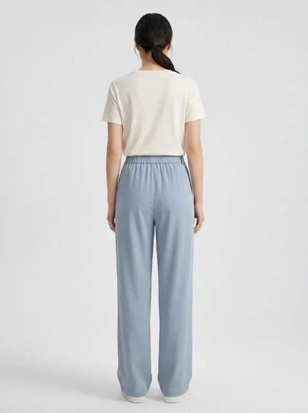 Women's Ice Silk Everyday Elastic-Waist Casual Pants