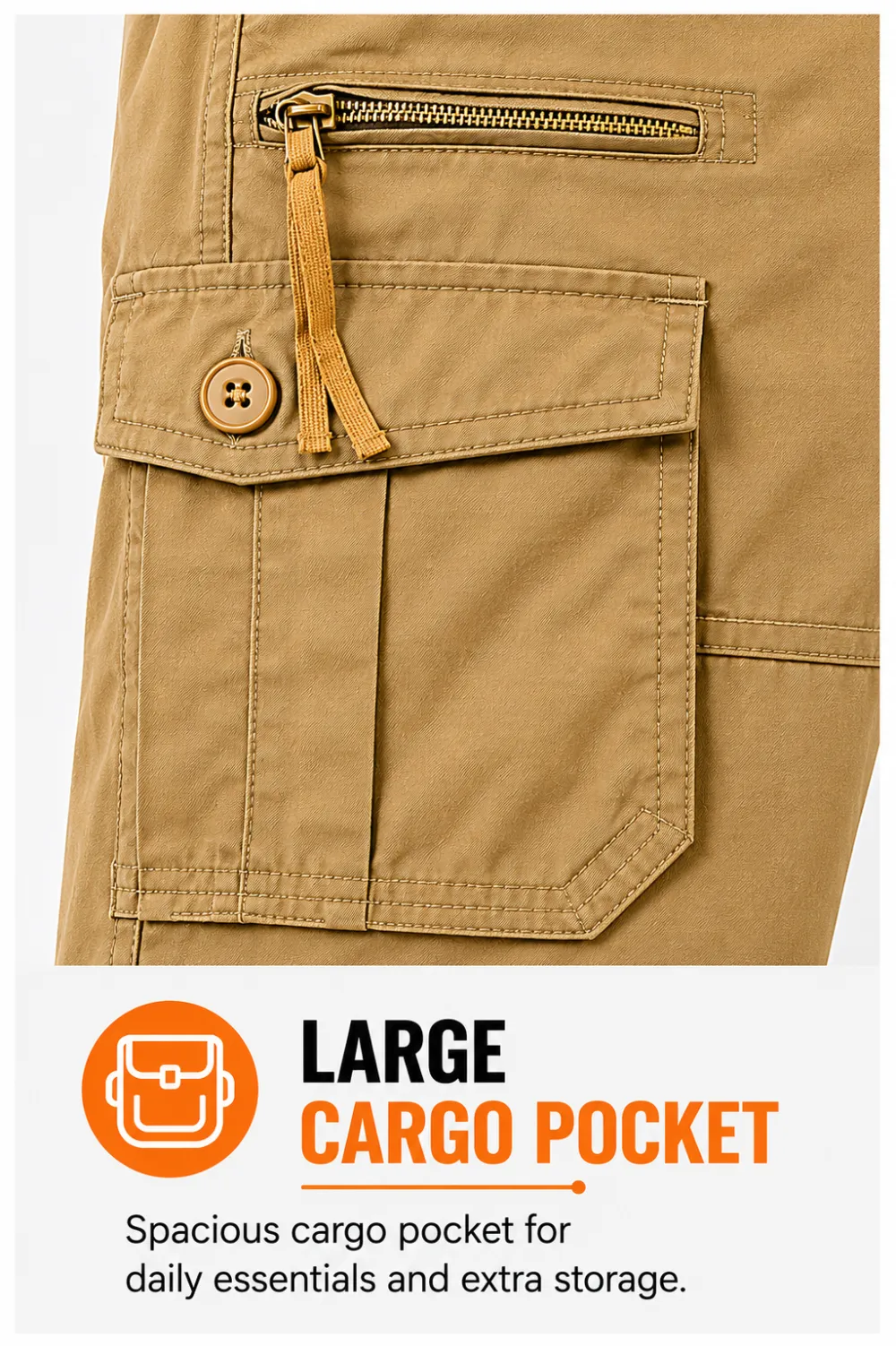 Men's Cropped Cargo Capri Pants with Utility Pockets and Drawstring Hem