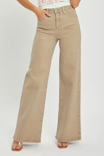 Tummy Control High Rise Wide Leg Denim Jeans