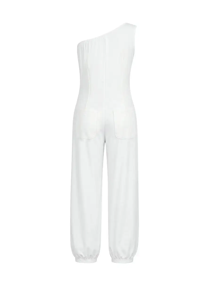 Mouwloze Zakken Effen Kleur Jumpsuits Met N Schouder