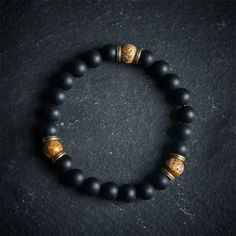 Natural Frosted Onyx Picture Jasper Bracelet