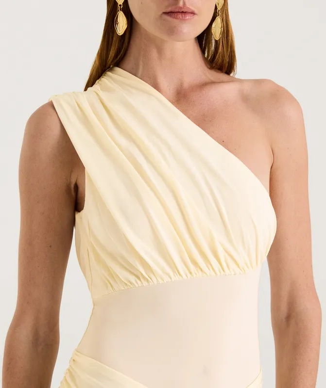 One-Shoulder Draped Mini Dress