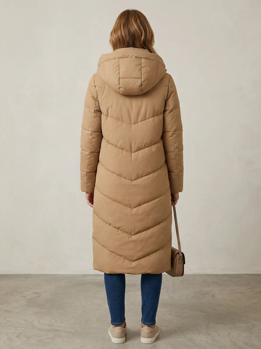 Easy-Going Padded Long Hooded Coat