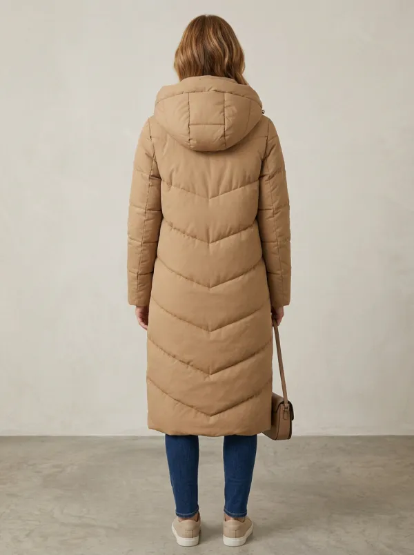 Easy-Going Padded Long Hooded Coat