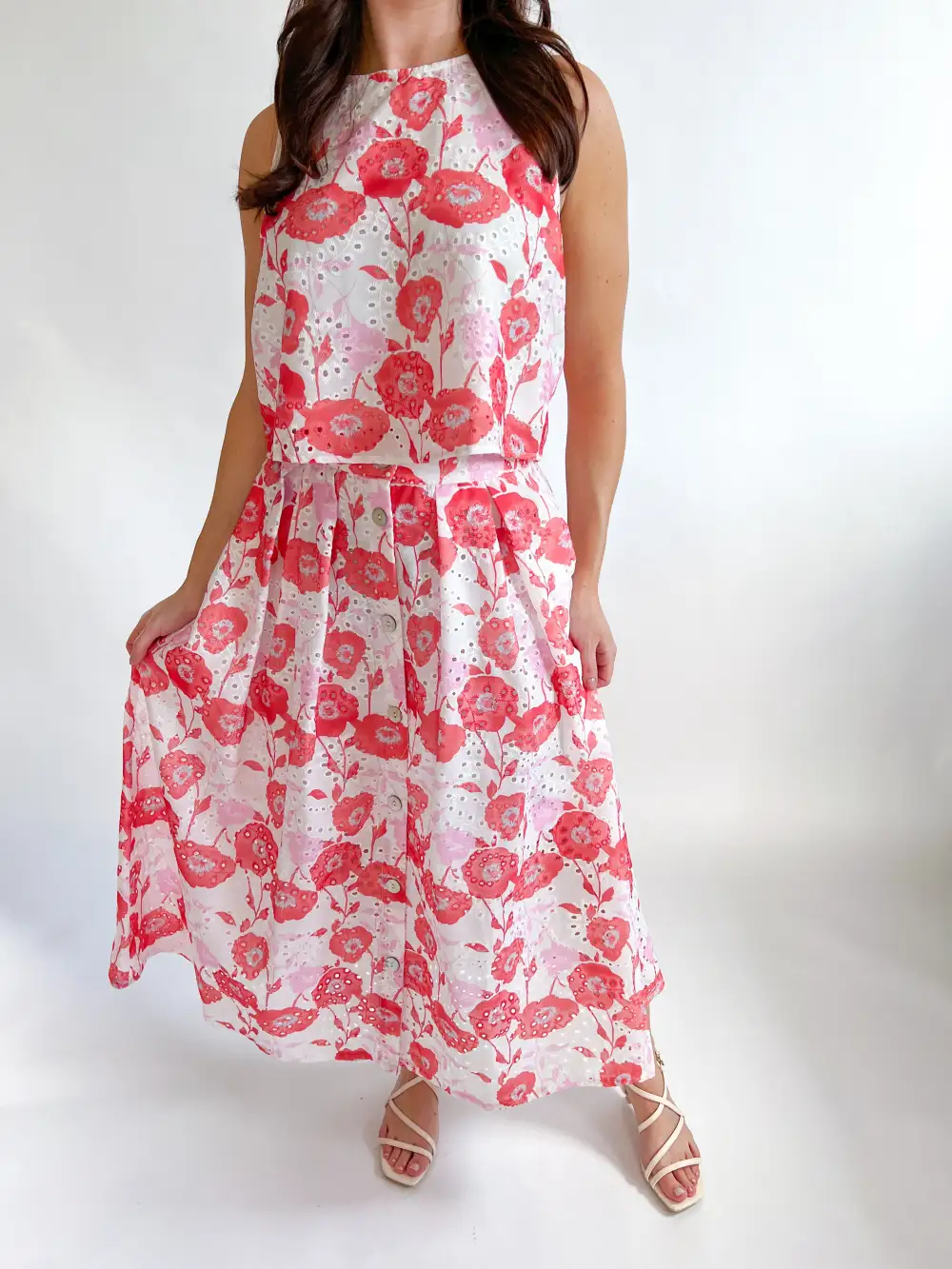 Textured Floral Eyelet Top