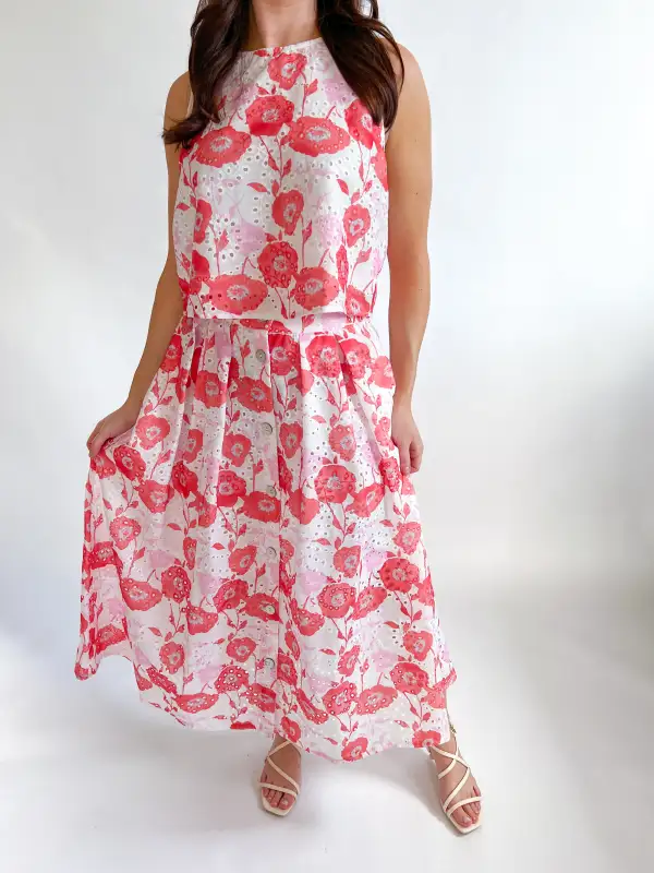 Textured Floral Eyelet Top