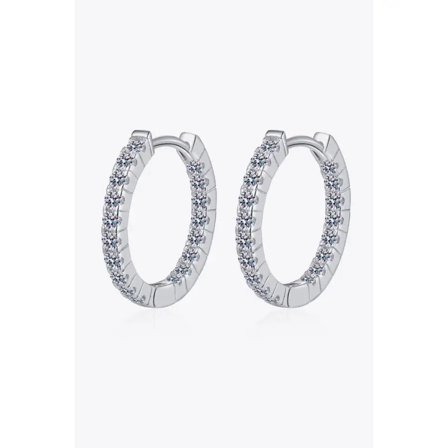 Elegant Moissanite Sterling Silver Huggie Earrings