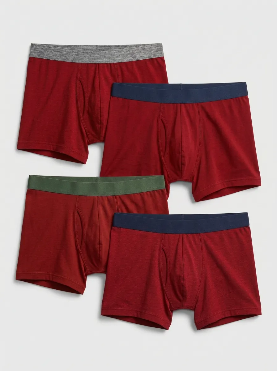Multi-color Solid Basic Cotton Boxer Briefs
