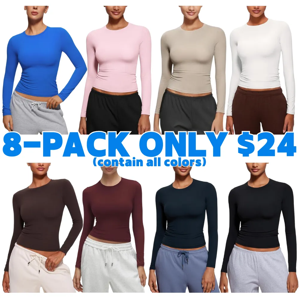 Long Sleeve Shirts for Women Soft Crew Neck Tight Tops