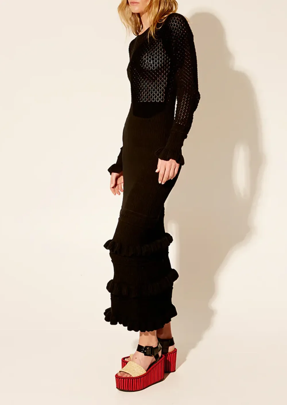 RUFFLED DETAIL KNIT DRESS