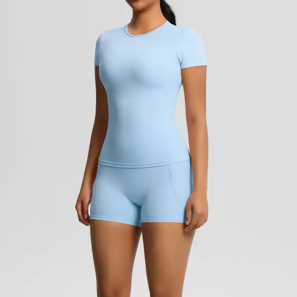 Brushed Short-Sleeve Top, Trousers and Shorts Active Set