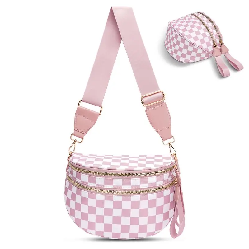 🏷️ 🔥 Clearance Sale – 40% OFF! 🔥 Black & White Checkered Nylon Bum Bag – Plus Size Friendly Fanny Pack | Spacious, Lightweight & Stylish Crossbody Gift for Everyone